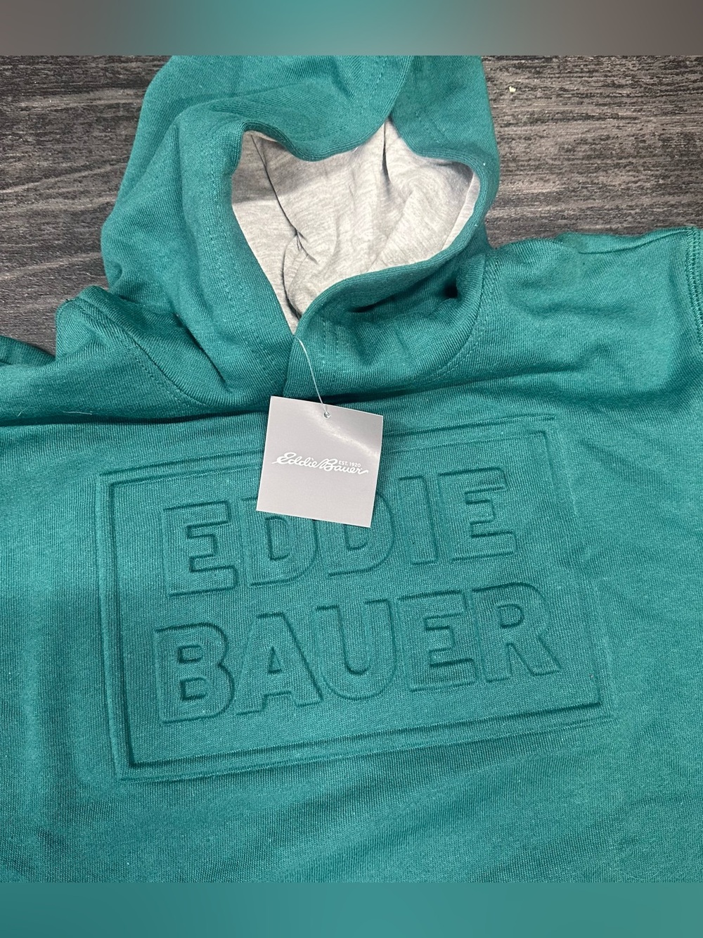 NWT Eddie Bauer Boys Graphic Camp Fleece Hoodie Green Kids XL